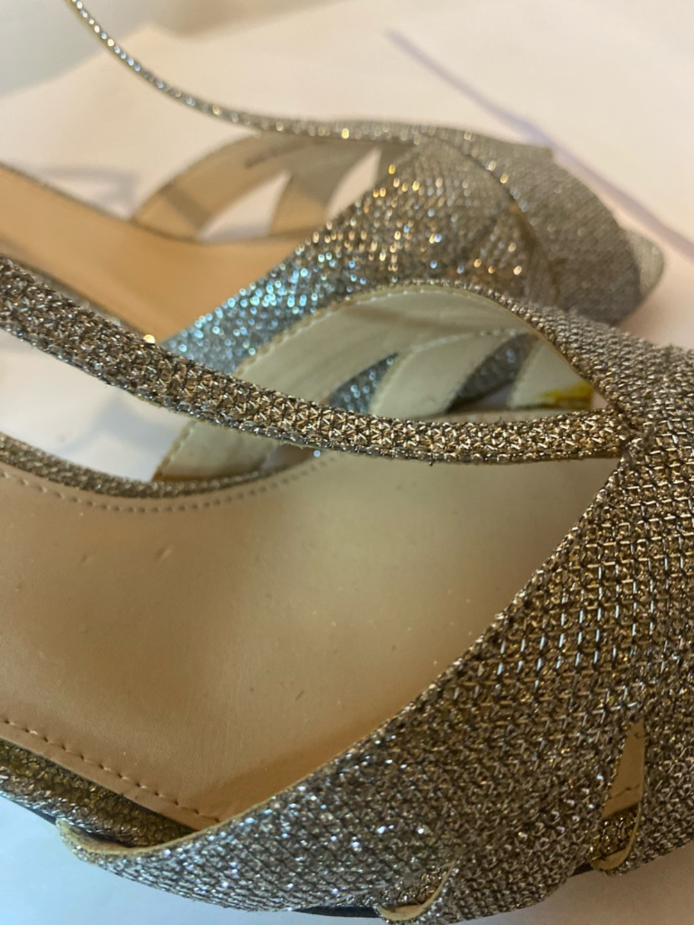 Nina Glitter T-Strap Peep-Toe Heels in Silver - Picture 12 of 16